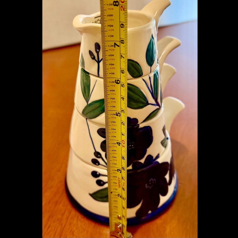 🌟 4pc Hand Painted Stackable Ceramic Measuring Cups - Picture 5 of 8